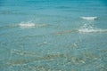 Soft waves on beach, Natural sandy background of beautiful ocean in summer holiday vacation Royalty Free Stock Photo