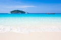 Soft waves of blue ocean on sandy beach. Scenery landscape of tropical sea in the sunshine day, erotic turquoise seawater and Royalty Free Stock Photo