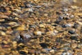 Soft wavy water river with flowing water above the stones