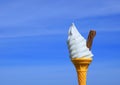 Soft Whipped Ice Cream with a chocolate flake in a cone Royalty Free Stock Photo