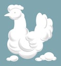 Soft clouds in shape of big rooster in clear sky