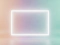 Soft White Neon Rectangle Frame on Pastel Gradient Background Royalty Free Stock Photo