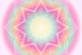 Soft white star mandala on pastel retro, pink, green, orange aura, energy field - grainy gradient background