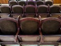 Soft wooden chairs in the auditorium. The interior in a public building Royalty Free Stock Photo