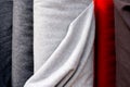 Soft woolen fabrics for medieval clothing in various colours. Broadcloth is a dense, plain woven cloth of wool Royalty Free Stock Photo