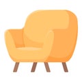 Soft yellow armchair icon cartoon vector. Soiled clean room