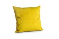 Soft yellow pillow isolated on white background