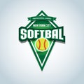 Softbal, logo / emblem template. Vector softbal league logo with ball. Sport badge for tournament championship or league.