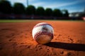 Softball on the baseball field, chalk lines, sporting atmosphere Royalty Free Stock Photo