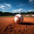 Softball on the baseball field, chalk lines, sporting atmosphere Royalty Free Stock Photo