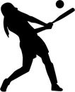 Softball batter woman silhouette Royalty Free Stock Photo