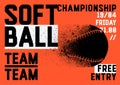 Softball Championship typographical style poster. Vector illustration.