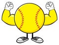 Softball Faceless Cartoon Mascot Character Flexing
