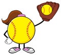 Softball Girl Faceless Cartoon Character Holding A Bat And Glove With Ball Royalty Free Stock Photo