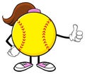 Softball Girl Faceless Cartoon Mascot Character Giving A Thumb Up. Royalty Free Stock Photo
