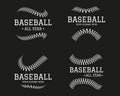 Softball logotype set, baseball logo, ball icons. Sport league graphic design, base leather, american game team. White