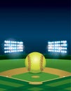 Softball on Softball Field Illustration Royalty Free Stock Photo