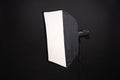 A softbox on the black background. A professional stripbox. Photo studio equipment Royalty Free Stock Photo