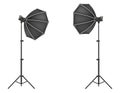 Softbox with flash on tripod for a photo studio vector illustration Royalty Free Stock Photo