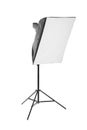 A softbox isolated on the white background. A professional stripbox. Photo studio equipment. Flashlight and outbreak. Royalty Free Stock Photo