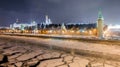 Soften edge view of frozen Moscow river near Kremlin and Read Square in Christmas