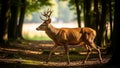 Softly blurred emphasizing the deer s elegant form and the tranquil forest Royalty Free Stock Photo