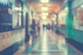 Softly blurred school environment with students, lockers, and educational posters Royalty Free Stock Photo