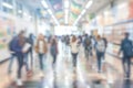 Softly blurred school scene busy corridor with students, lockers, and educational posters Royalty Free Stock Photo