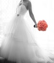 Soft Focus Bride With Colorized Bouquet