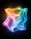 Softly Illuminated Tesseract Projection Visualizing Multidimensional Space Layers at Night