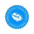 Softness and dryness icon. White feather on blue background.