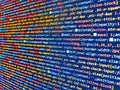 Software abstract background. Hacker breaching net security. Computer code data. Php code on blue background in code editor. Royalty Free Stock Photo