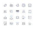 Software application line icons collection. Functionality, User-friendly, Integration, Compatibility, Efficiency Royalty Free Stock Photo