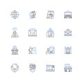 Software architecture line icons collection. Scalability, Modularity, Extensibility, Reliability, Maintainability