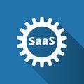 Software as a service. SaaS technology icon, logo. Packaged software, decentralized application, cloud computing. Gear
