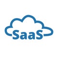 Software as a service. SaaS technology icon, logo. Packaged software, decentralized application, cloud computing. Gear