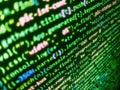 Software background. Cloud information flow. Programmer developer screen. Coding programmer abstract background. Data encryption Royalty Free Stock Photo