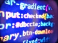 Software background technology. Wanna cry virus computer desktop on its monitor. Software developer programming code on computer Royalty Free Stock Photo