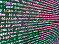 Software background technology. Website design. Blurred screen with selective focus. Developer software programming code. Binary Royalty Free Stock Photo