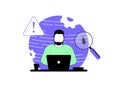 Software bug concept. Optimize and debug code, QA software testing and development, bug detection. Debugging tools code Royalty Free Stock Photo