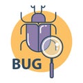Software bug searching icon. Program error concept.
