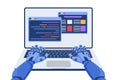 Software code automation development using AI, machine learning, robot coding at laptop