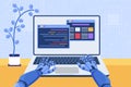 Software code automation development using AI, machine learning, robot coding at laptop