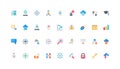 Software code development, coding, testing and bug search by programmer color icon set