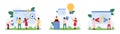 Software code development, testing set, tiny people look for program bugs in script Royalty Free Stock Photo