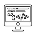 Software, coding, development outline icon. Line art vector Royalty Free Stock Photo