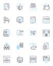 Software coding linear icons set. Programming, Algorithms, Debugging, Variables, Functions, Syntax, Loops line vector