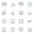 Software coding linear icons set. Programming, Algorithms, Debugging, Variables, Functions, Syntax, Loops line vector