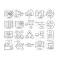 software compute, engineer icons set vector Royalty Free Stock Photo