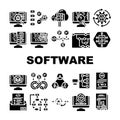software compute, engineer icons set vector Royalty Free Stock Photo